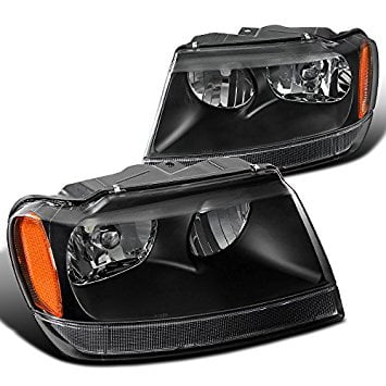 Spec-D Tuning 2LH-GKEE99JM-SY Jeep Grand Cherokee Black Headlights w/Amber Reflector Clear Signal Bar Spec-D Tuning 2LH-GKEE99JM-SY Jeep Grand Cherokee Black Headlights w/Amber Reflector Clear Signal Bar